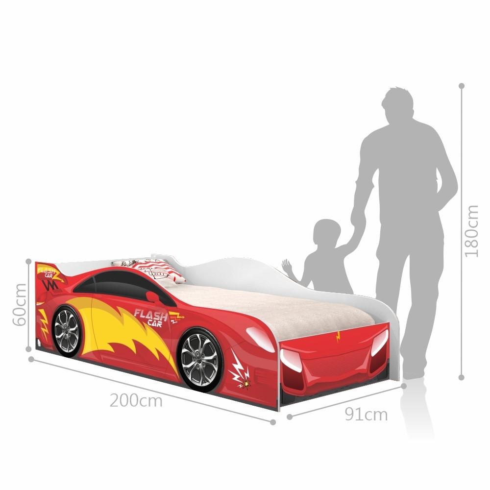 Cama Carro Menino Vermelho Solteiro Com Colchão