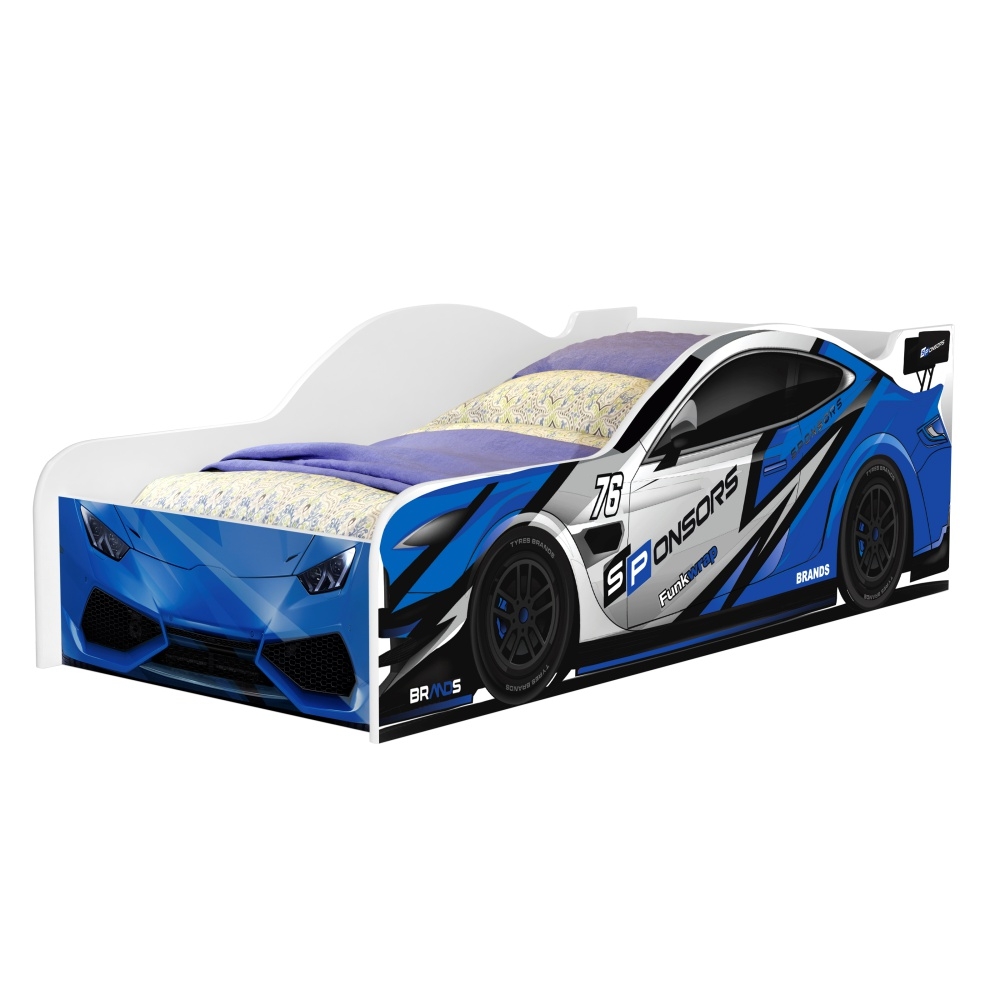 Cama Carro Solteiro Azul Full com Colchão