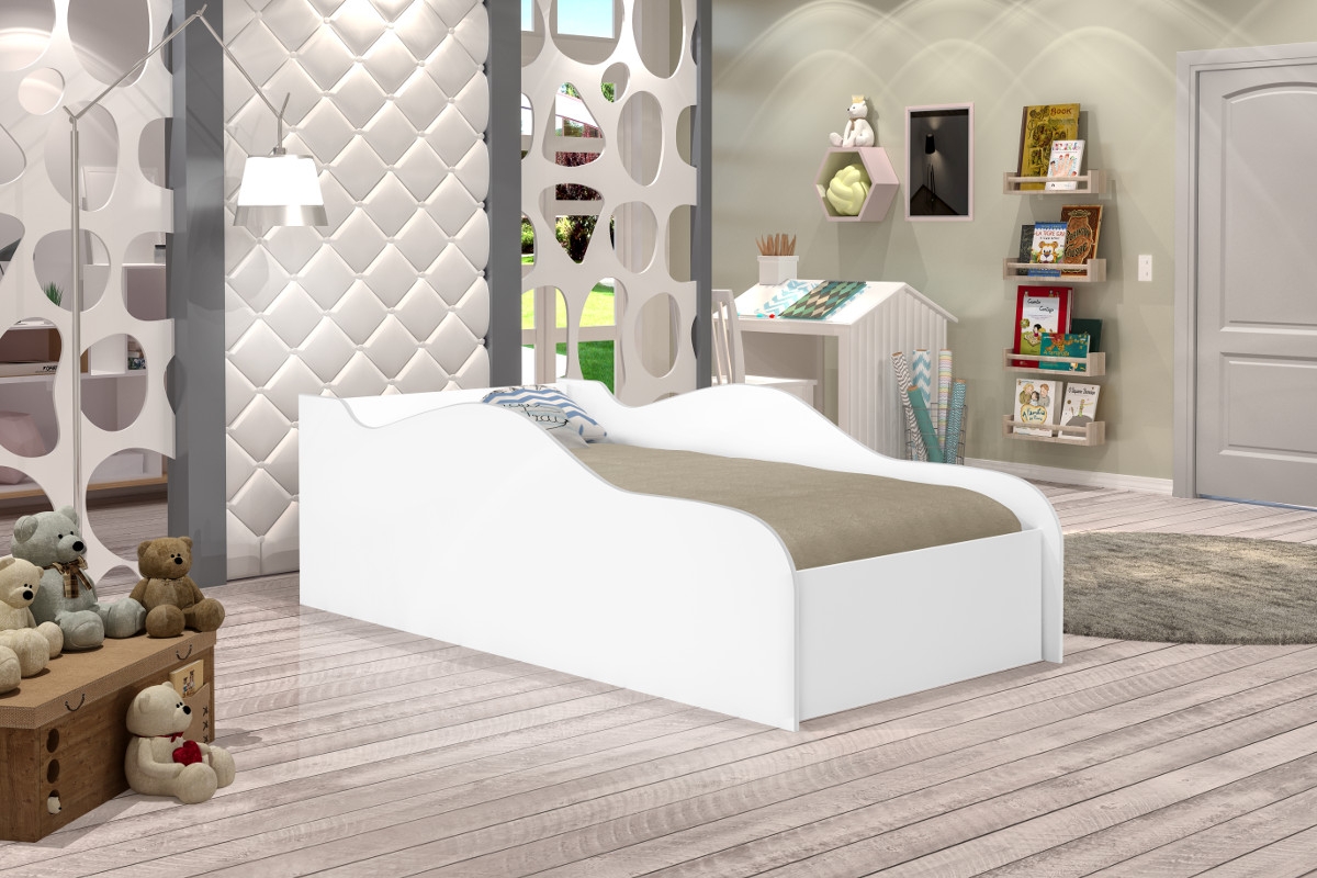 Cama Carro Turbo Solteiro Branco com Colchão