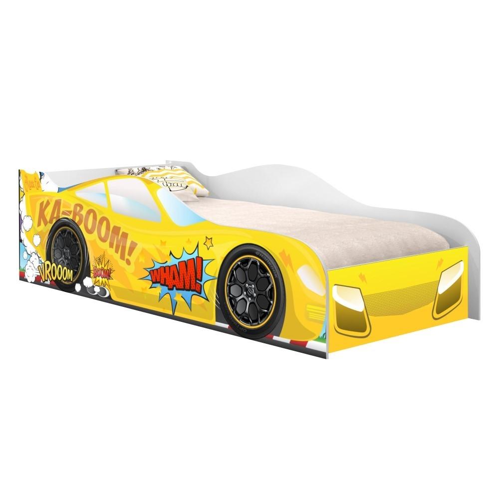 Cama Carro Vrooom Amarelo Solteiro Com Colchão