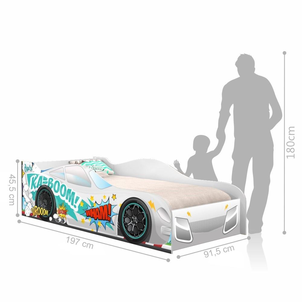 Cama Carro Vrooom Branco Solteiro