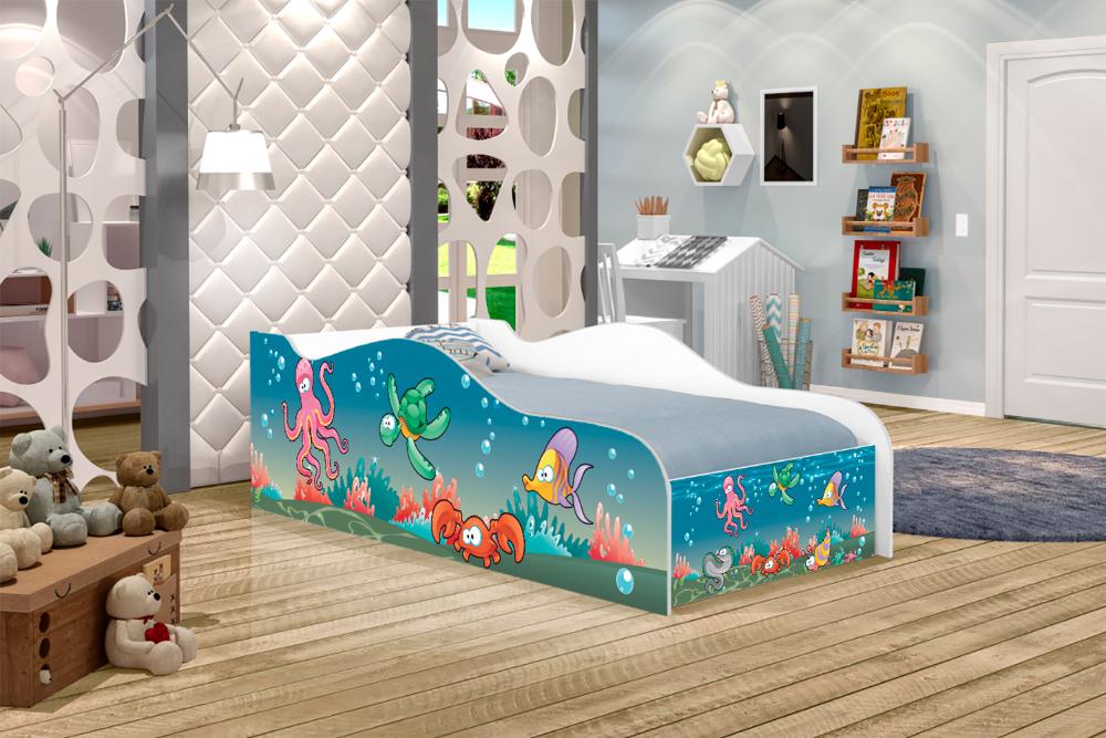 Cama Fun Aquário Solteiro Com Colchão