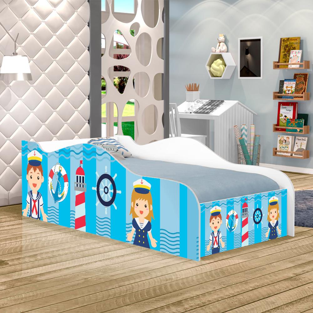 Cama Fun Capitão Marinhos Meninos Solteiro Com Colchão