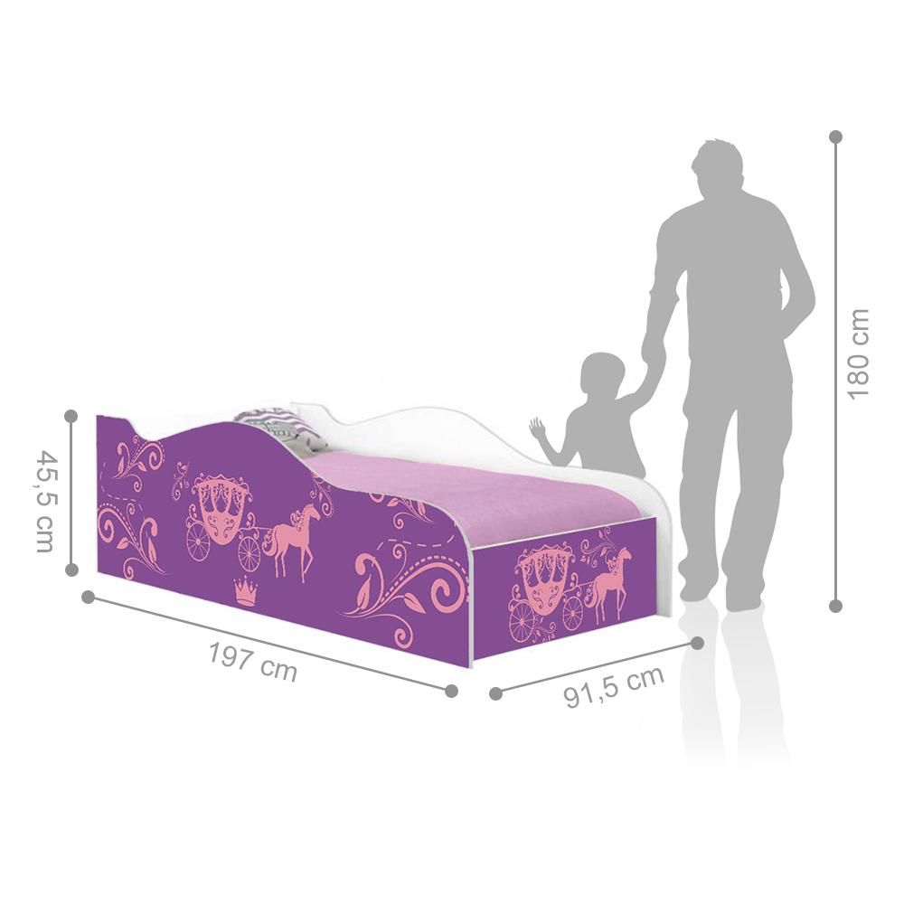 Cama Fun Carruagem de Princesa Solteiro Com Colchão