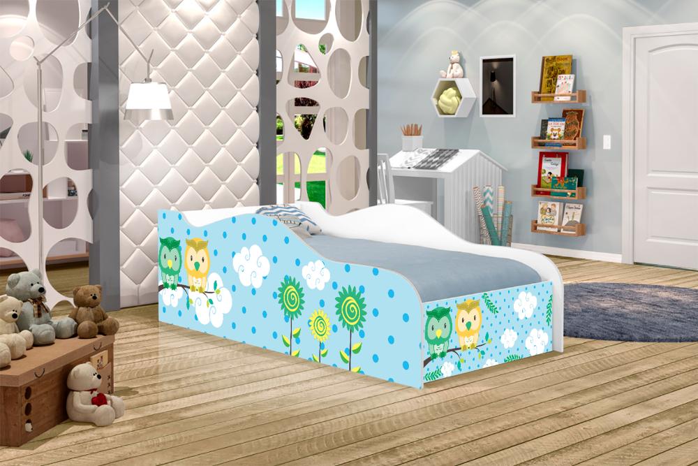 Cama Fun Corujinhas Solteiro Com Colchão