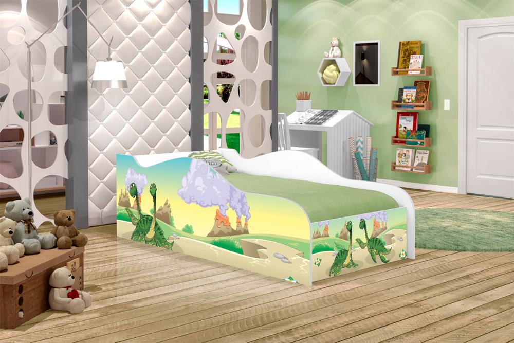 Cama Fun Dinossauro Irmãos Solteiro Com Colchão