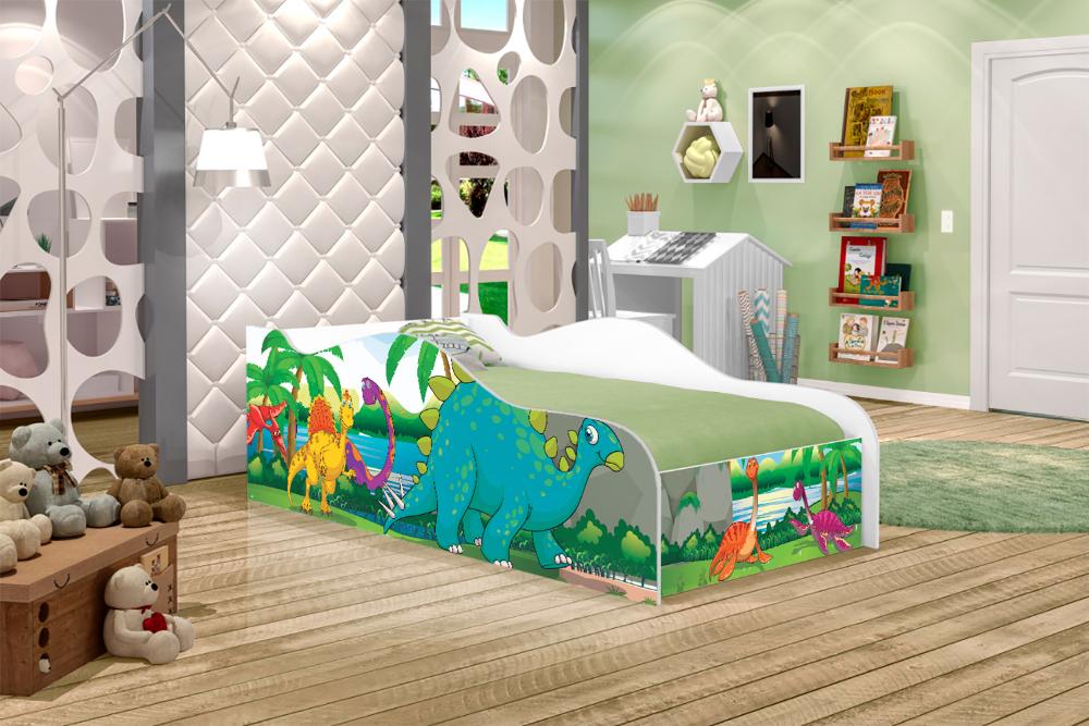 Cama Fun Dinossauro no Lago Solteiro Com Colchão