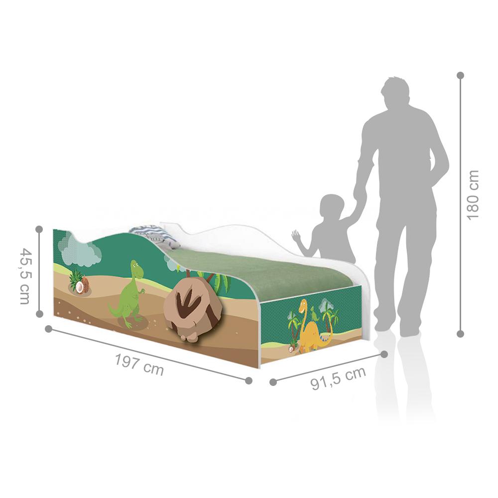 Cama Fun Dinossauros Solteiro Com Colchão