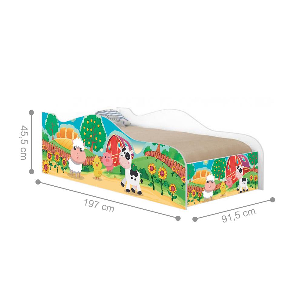 Cama Fun Fazendinha Colorida Solteiro Com Colchão