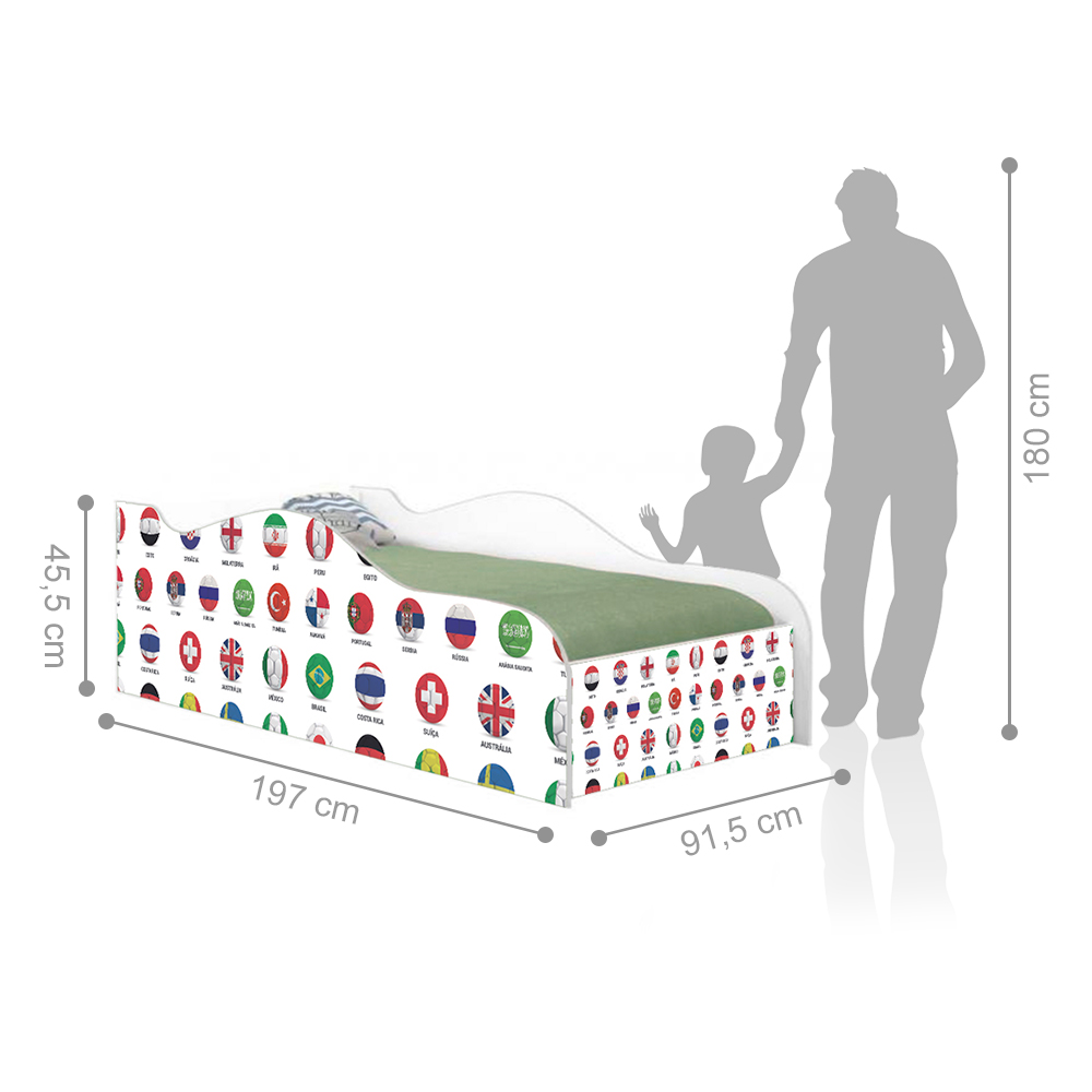 Cama Fun Futebol Seleção Solteiro Com Colchão