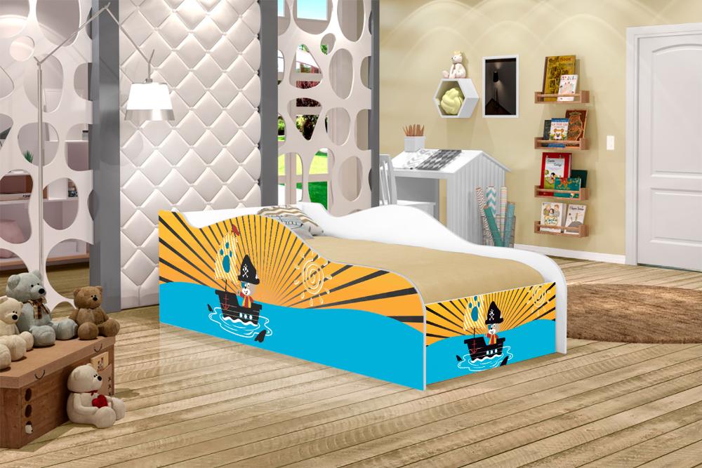 Cama Fun Pirata do Mar Solteiro Com Colchão