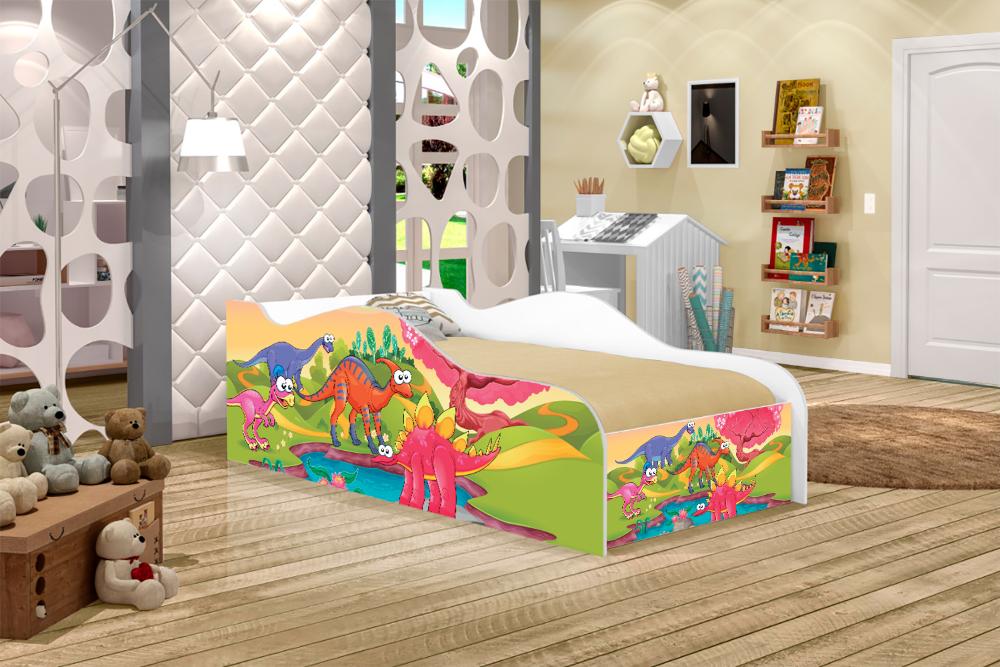 Cama Fun Planeta Dinossauro Solteiro Com Colchão