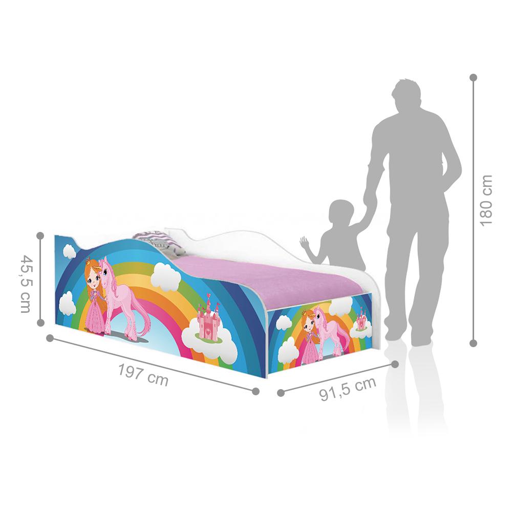 Cama Fun Princesa Unicórnio Arco Íris Solteiro Com Colchão