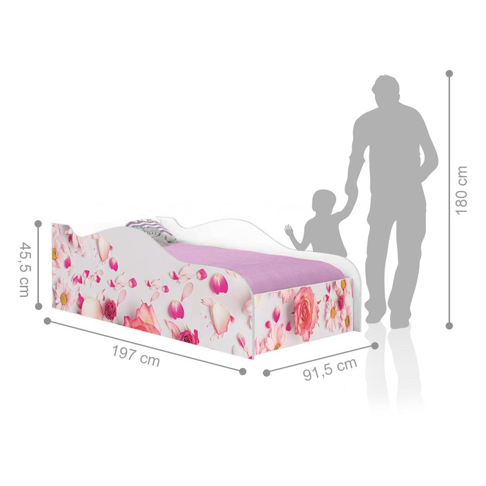 Cama Fun Rosas Solteiro Com Colchão