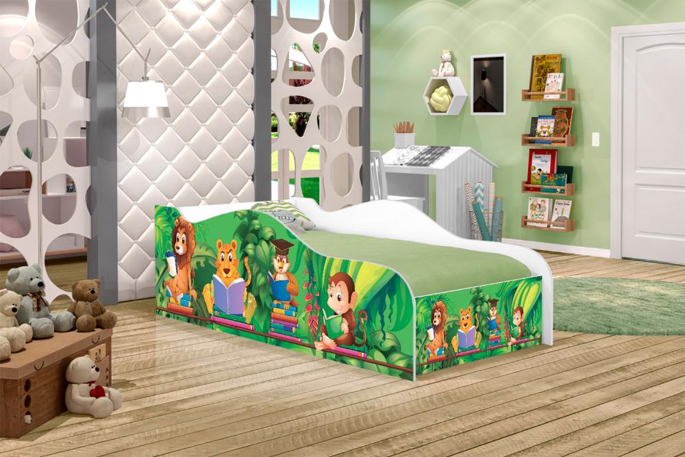 Cama Fun Safari e Zoológico Solteiro Com Colchão