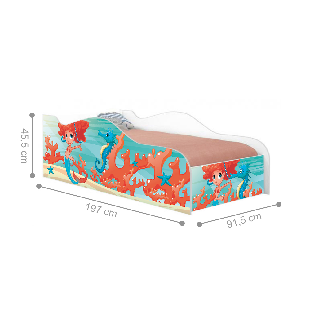 Cama Fun Sereia Menina Solteiro Com Colchão