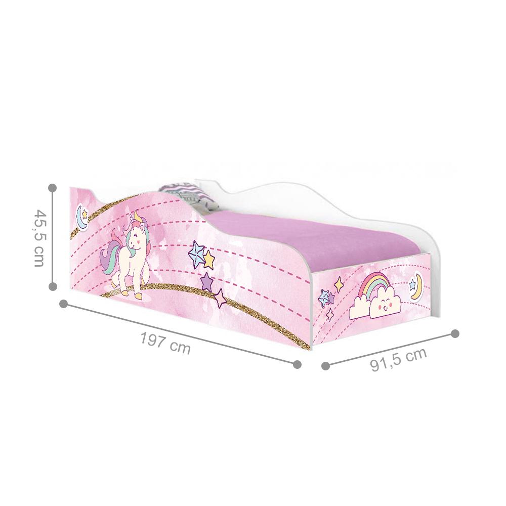 Cama Fun Unicónio Rosa Solteiro Com Colchão