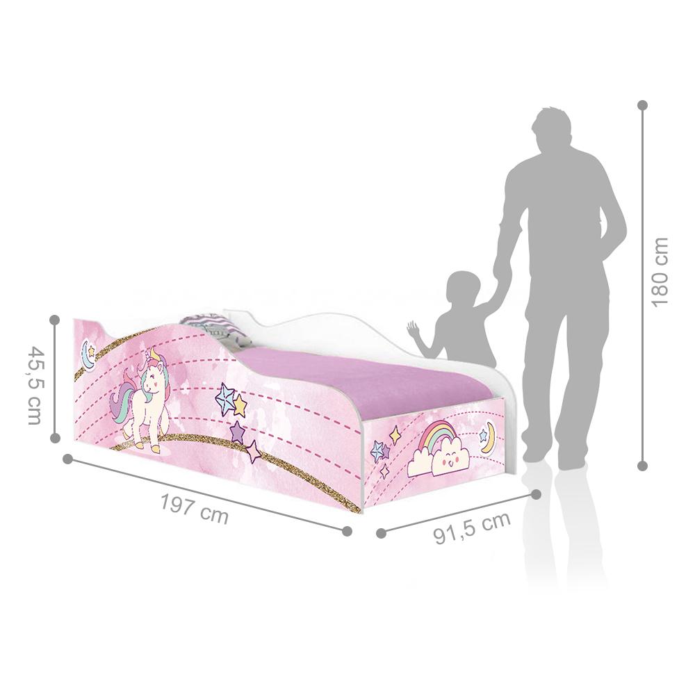 Cama Fun Unicónio Rosa Solteiro Com Colchão