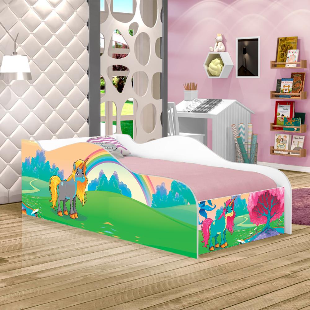 Cama Fun Unicórnio Feliz Solteiro Com Colchão