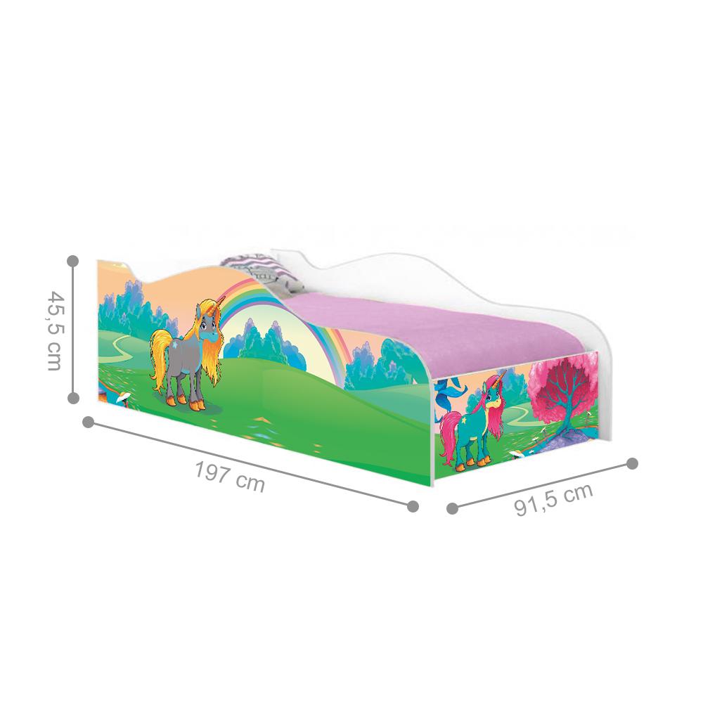 Cama Fun Unicórnio Feliz Solteiro Com Colchão