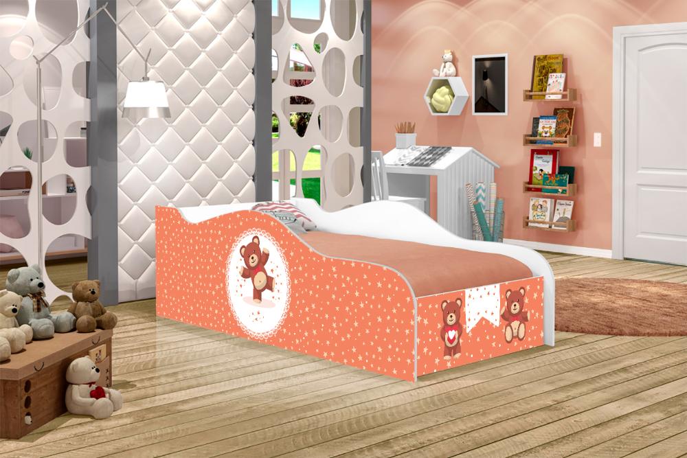 Cama Fun Ursinho de Pelúcia Solteiro Com Colchão