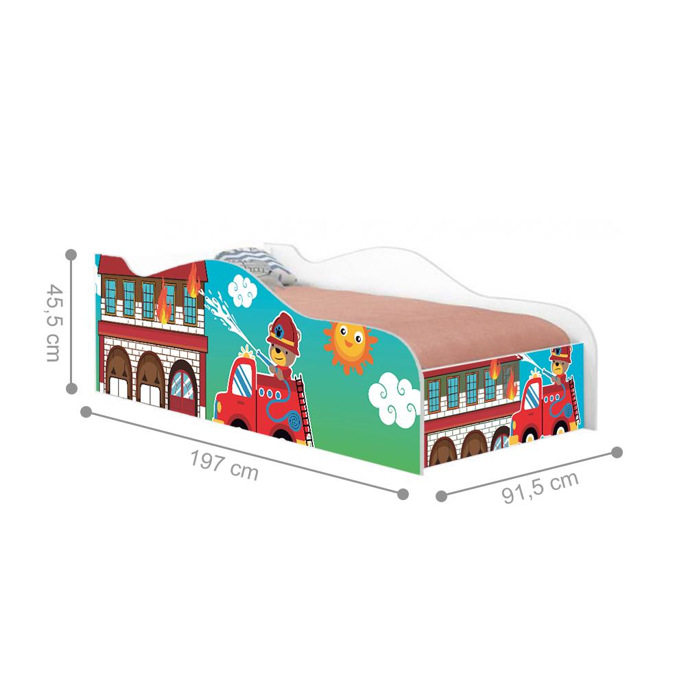 Cama Fun Usinho Bombeiro Solteiro Com Colchão