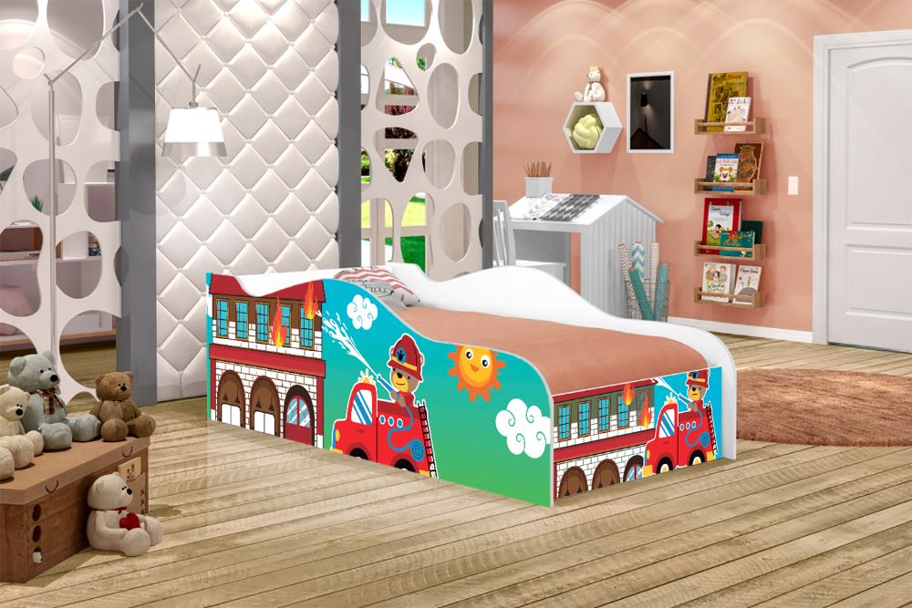 Cama Fun Usinho Bombeiro Solteiro Com Colchão