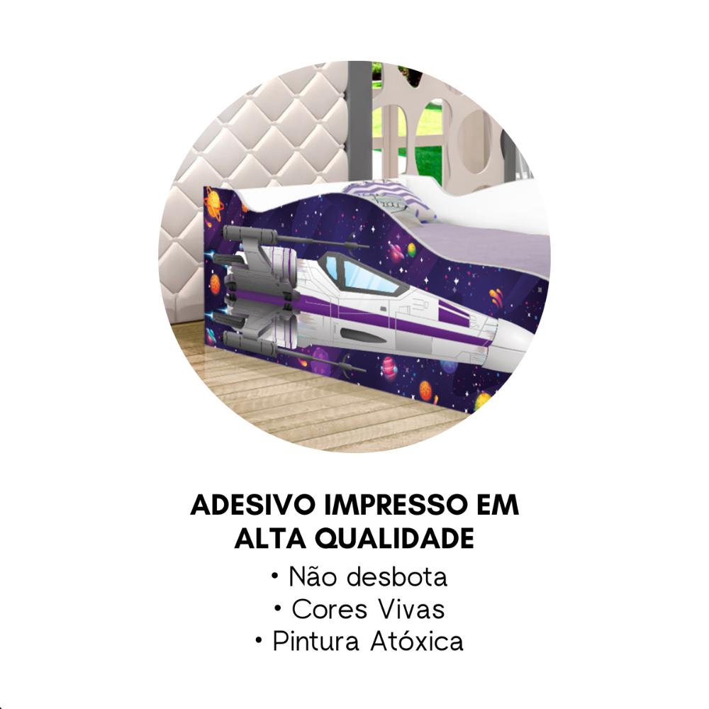 Cama Infantil Adesivada Divertida Quarto Menino Menina - Infantil - Nave Espacial