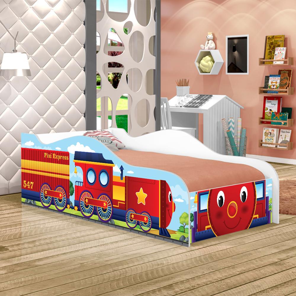 Cama Infantil Adesivada Divertida Quarto Menino Menina - Infantil - Trenzinho