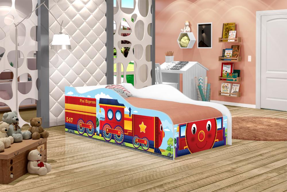 Cama Infantil Adesivada Divertida Quarto Menino Menina - Infantil - Trenzinho