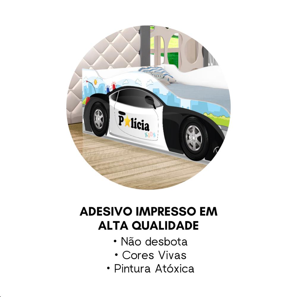 Cama Infantil Adesivada Divertida Quarto Menino Menina - Solteiro - Polícia