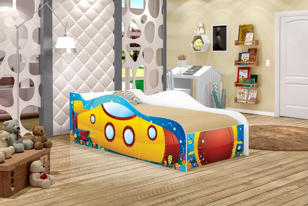 Cama Infantil Adesivada Divertida Quarto Menino Menina - Solteiro - Submarino