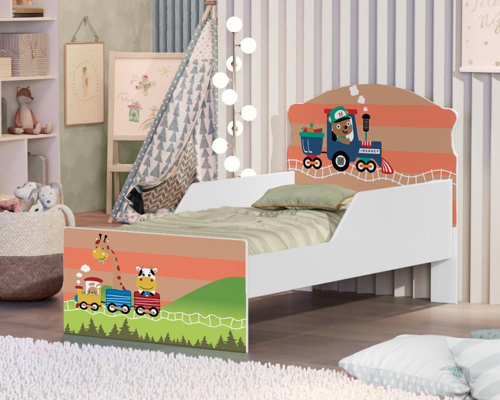 Cama Infantil Trem dos Bichinhos Com Colchão