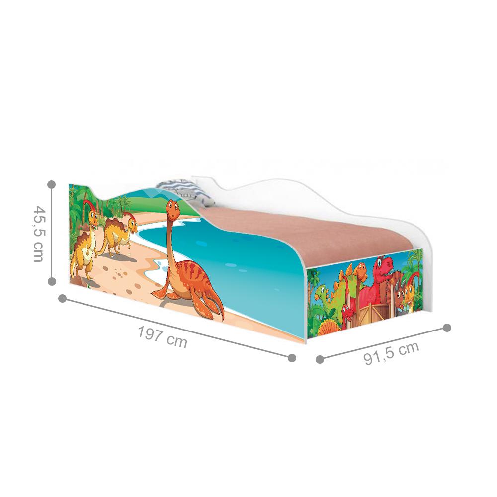 Cama Like Mundo dos Dinos Solteiro Com Colchão