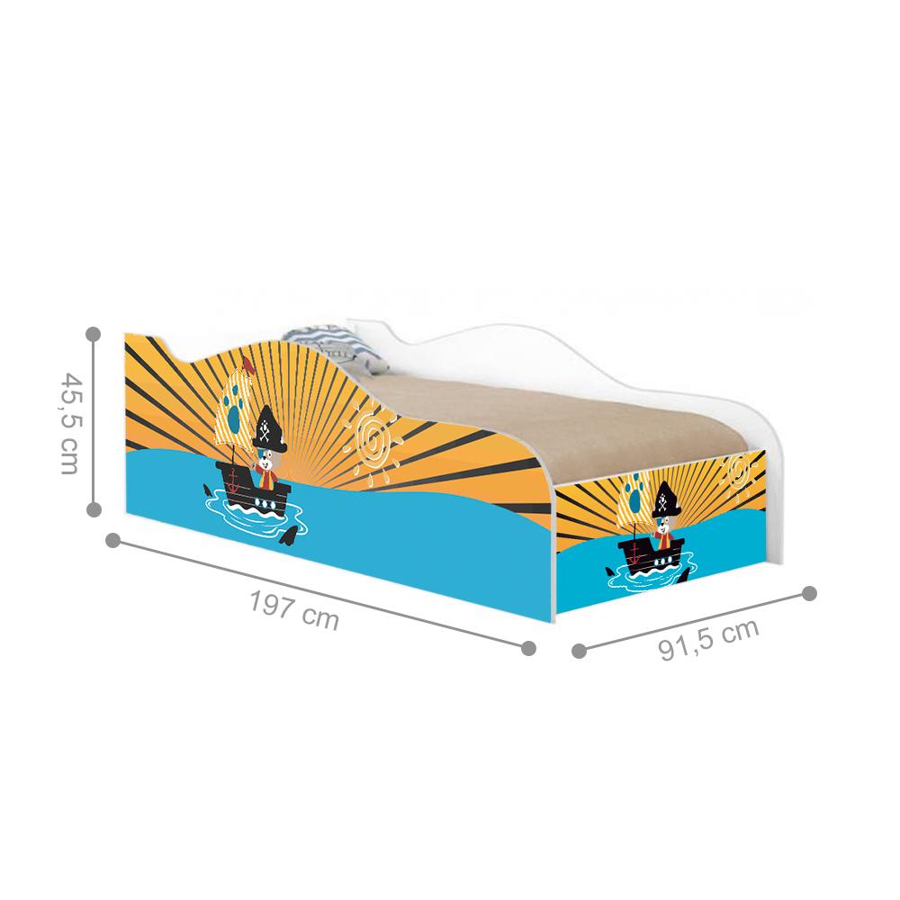 Cama Like Pirata Tubarão Solteiro Com Colchão