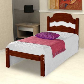 Cama Solteiro Iris Mogno & Branco Cambel