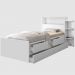 Cama com Auxiliar Solteiro Gavetas e Baú Branco