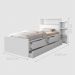 Cama com Auxiliar Solteiro Gavetas e Baú Branco