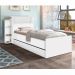 Cama com Auxiliar Solteiro Gavetas e Baú Branco