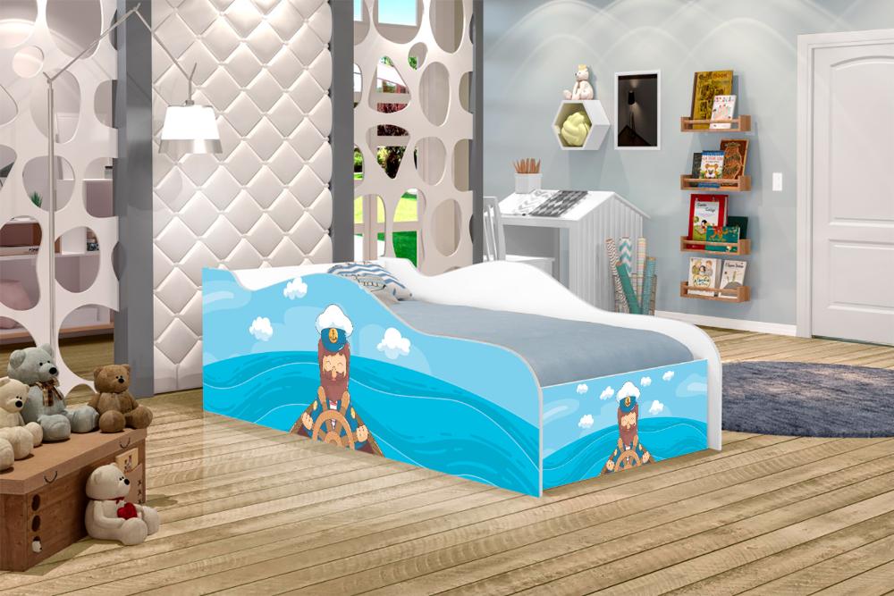Mini Cama Fun Capitão Marinho Infantil Com Colchão
