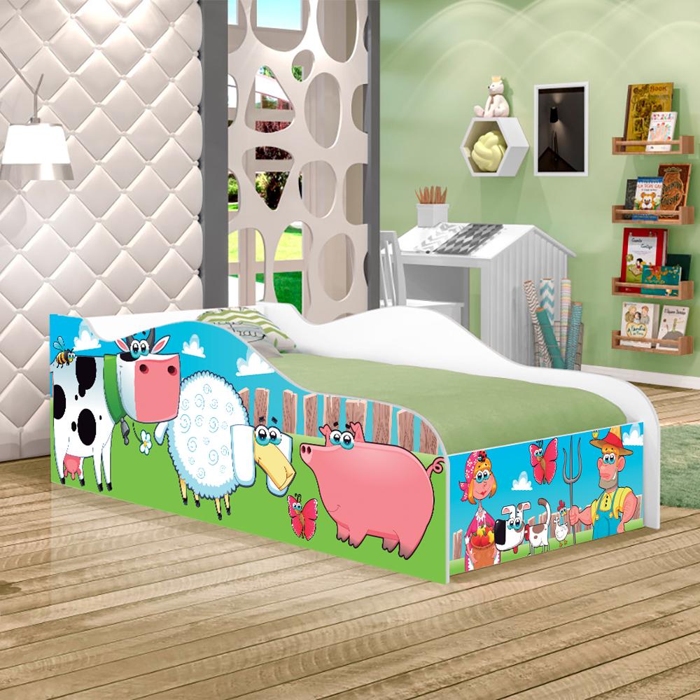 Mini Cama Fun Fazendinha e Vaquinha Infantil Com Colchão