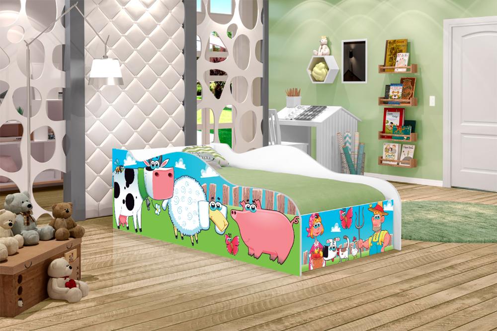 Mini Cama Fun Fazendinha e Vaquinha Infantil Com Colchão