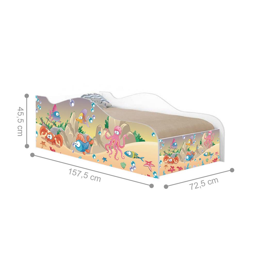 Mini Cama Fun Fundo do Mar Feliz Infantil Com Colchão
