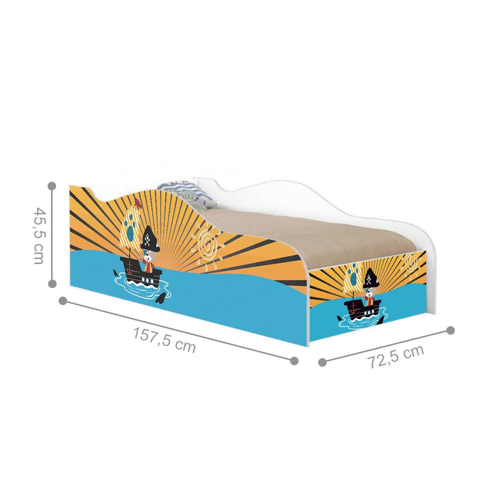 Mini Cama Fun Pirata do Mar Infantil Com Colchão