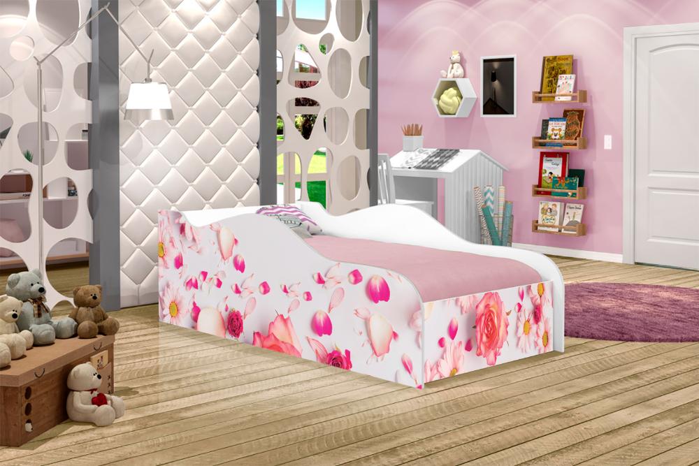 Mini Cama Fun Rosas Infantil Com Colchão