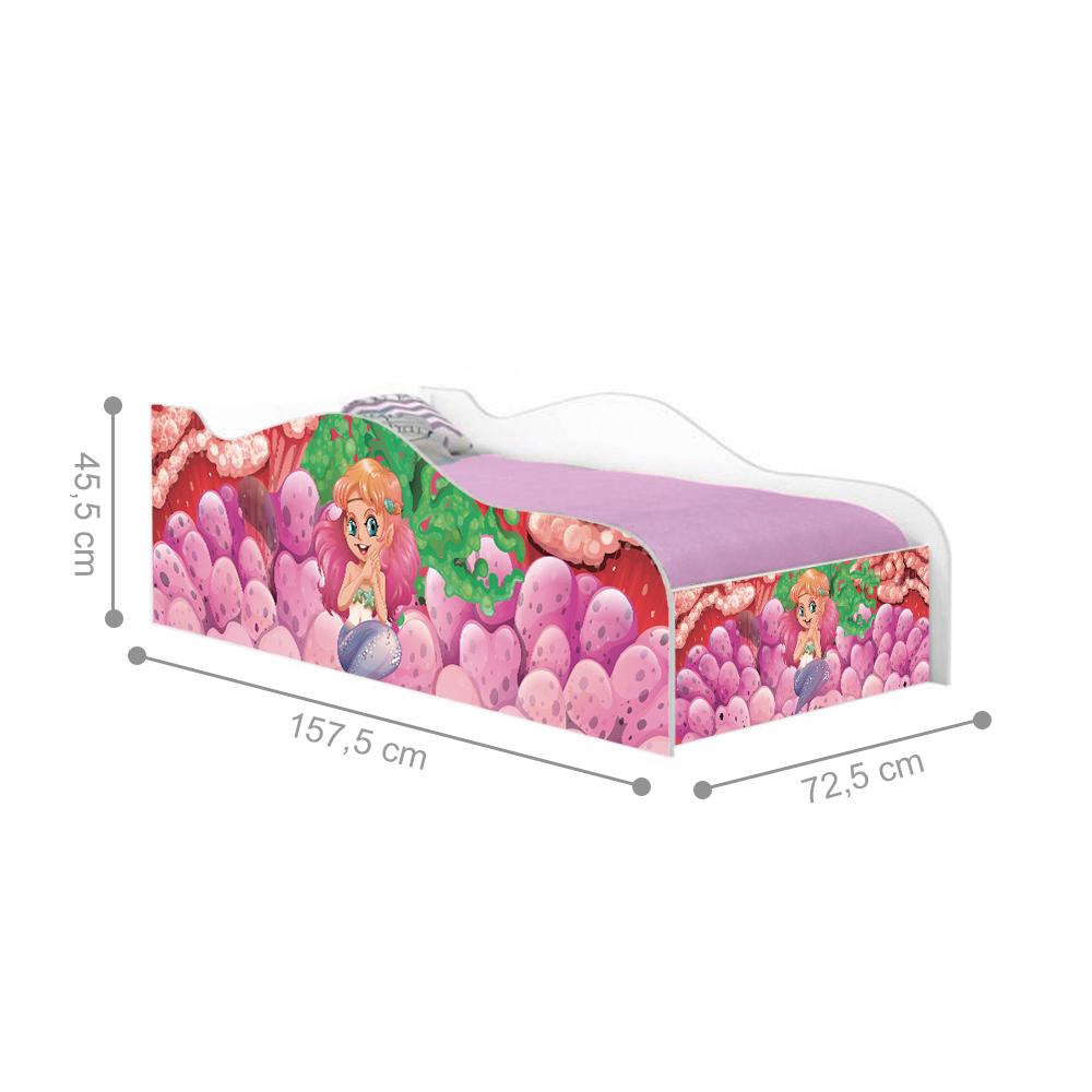Mini Cama Fun Sereia e Corais Infantil Com Colchão