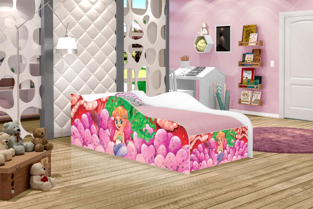 Mini Cama Fun Sereia e Corais Infantil Com Colchão