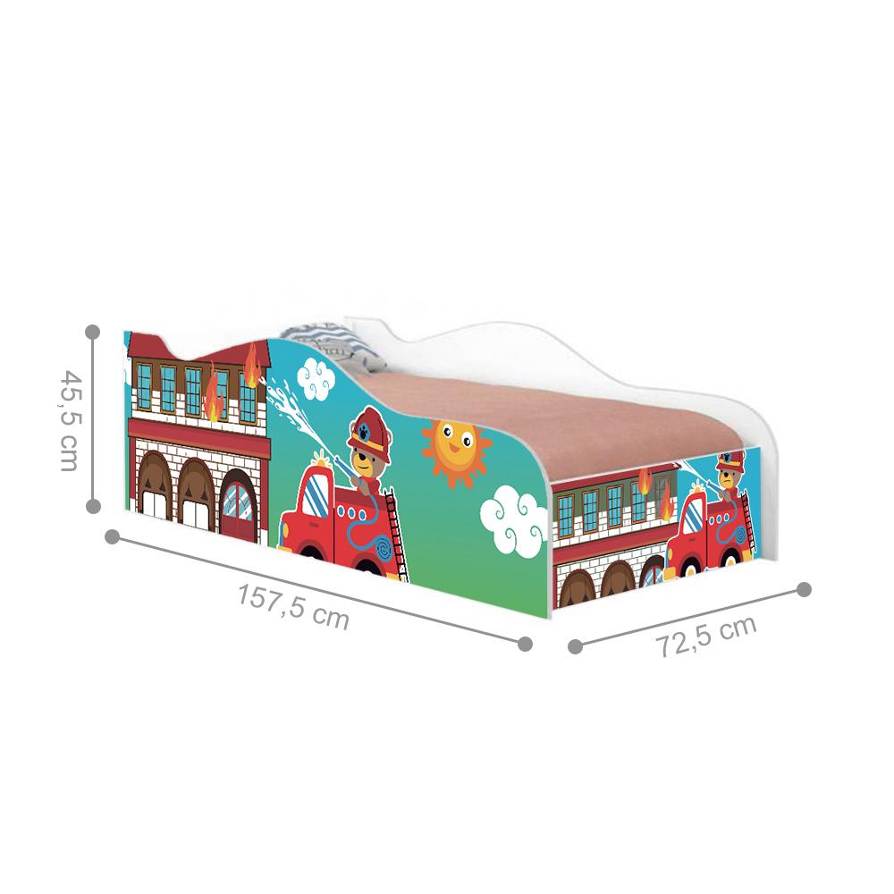 Mini Cama Fun Usinho Bombeiro Infantil Com Colchão