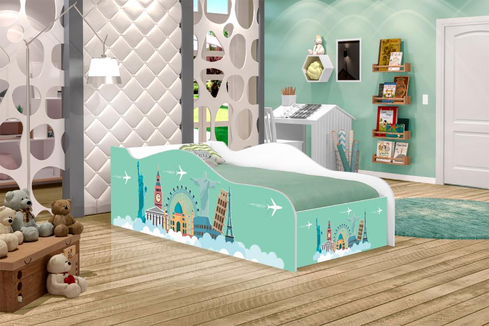 Mini Cama Fun Viagem Pelo Mundo Infantil Com Colchão