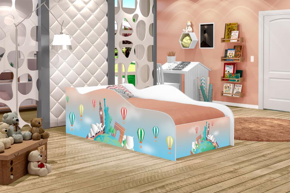 Mini Cama Fun Volta ao Mundo Infantil Com Colchão